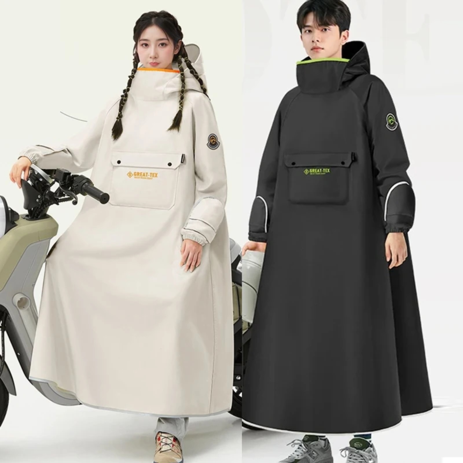 Cycling Gear For Rain - 防水レインポンチョサイクリングレインコートオートバイバイクレインギアロング全身オックスフォード布フード付き屋外雨よけ