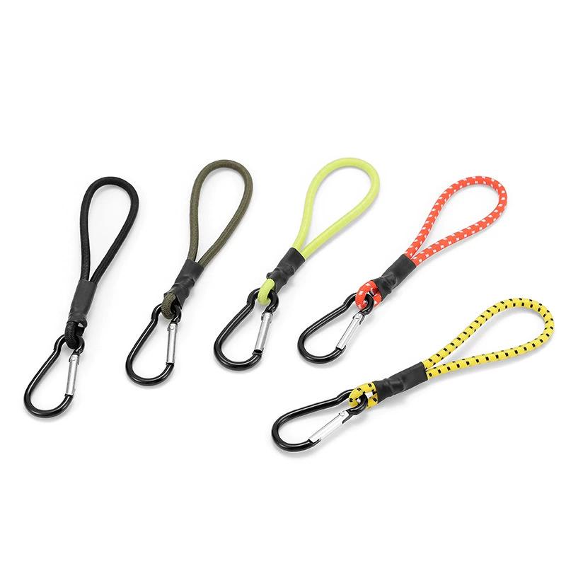 Cycling Gear Hanger - 5 個の高耐久バンジーコード弾性タイストラップストリングカラビナフックカヤックサイクリング荷物梱包ロープキャンプアクセサリー
