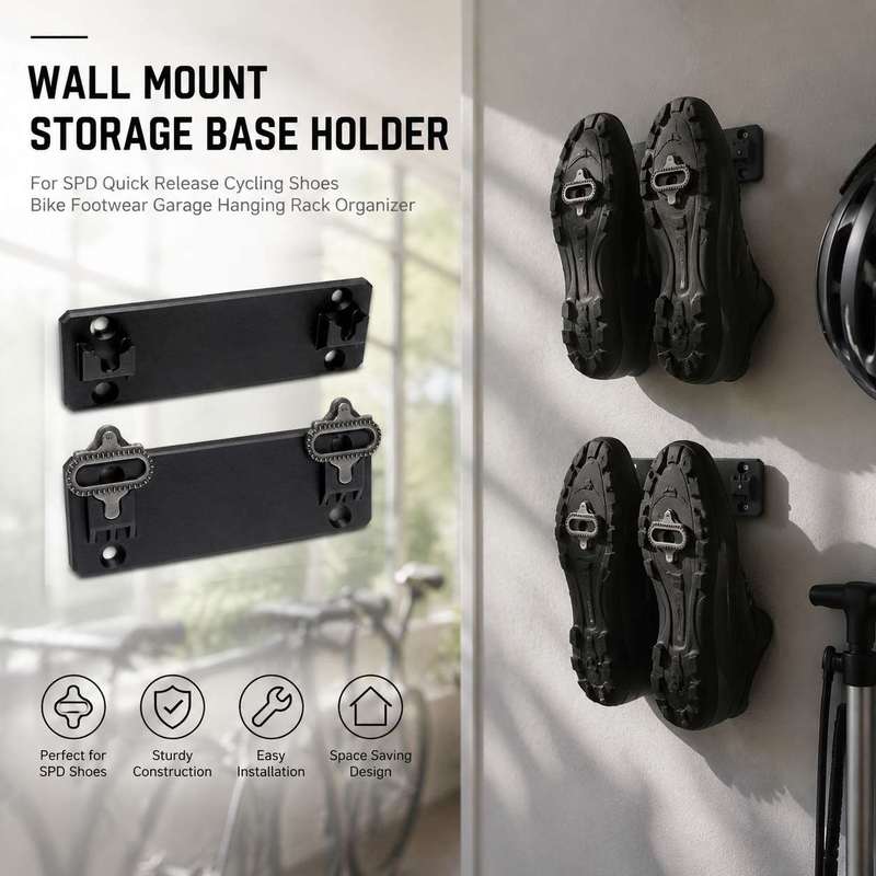 Cycling Gear Organizer Wall - 壁掛け式収納ベースホルダー SPDクイックリリースサイクリングシューズ用 バイクフットウェア ガレージ用吊り下げラックオーガナイザー