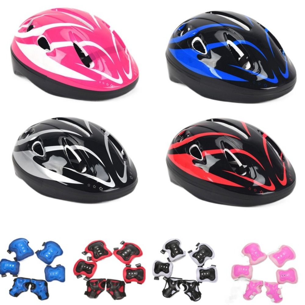Cycling Protective Gear Kids - 子供用の膝と肘のパッド、リストガード、スポーツ保護具、スクーター、スケートボード、スケート、サイクリング、安全セット、男の子、女の子、4〜12歳