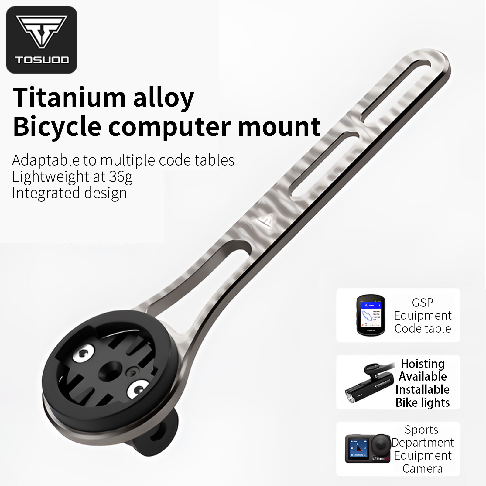Bike Speedometer - TOSUOD チタン合金一体型ハンドルバーバイクコンピューターエクステンダーマウント ロードバイク＆MTB汎用スピードメーター延長ブラケット