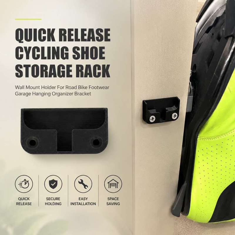 Cycling Gear Organizer Wall - クイックリリース式サイクリングシューズ収納ラック 壁掛けホルダー ロードバイク用フットウェア ガレージ用吊り下げオーガナイザーブラケット