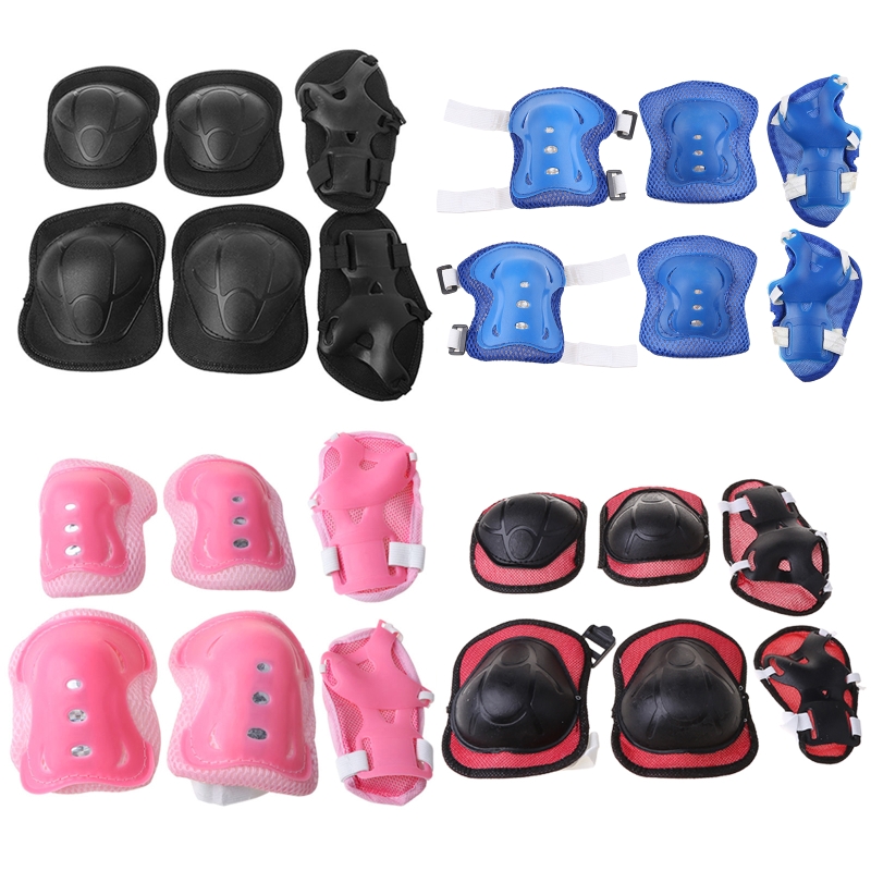 Cycling Gear For Kids - 6点セット子供用保護具セット、子供用膝パッド、幼児用膝肘パッド、リストガード付き3in1、スケート、サイクリング、バイク、スクーター用
