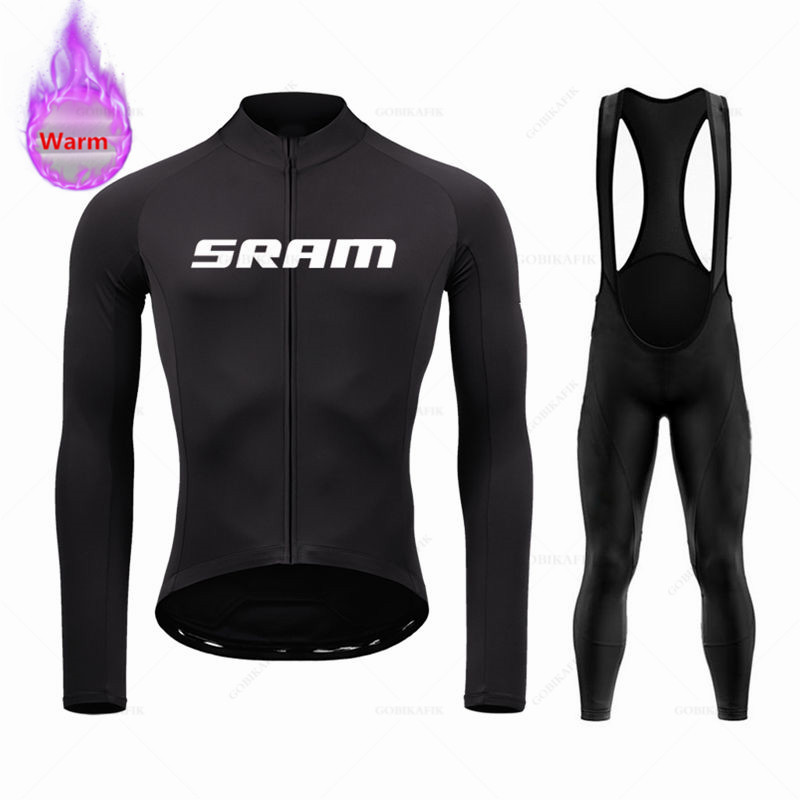 Cycling Gear For Winter - Sramチーム-サーマルフリースサイクリングウェアセット,マウンテンバイクユニフォーム,ビブパンツ,冬