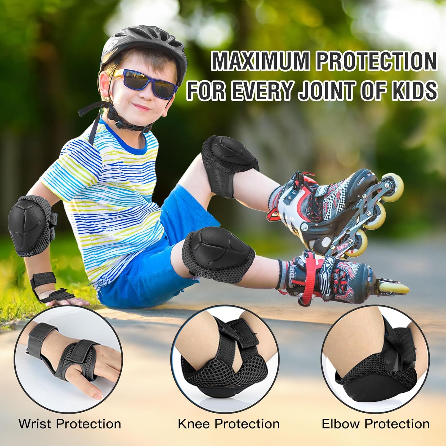 6個入り子供用保護具セット、3～14歳向け、スケート、サイク - Cycling Gear For Kids のレビューと価格