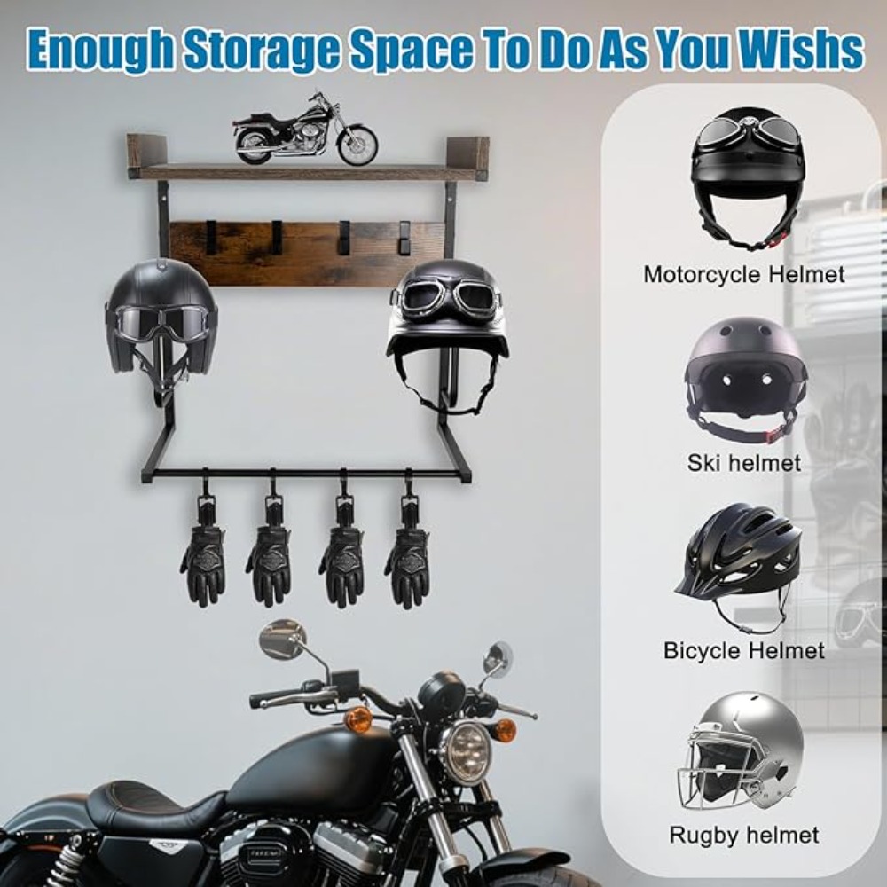 オートバイヘルメットホルダー、4つのグローブチップと4つのフ - Cycling Gear Organizer Wall のレビューと価格