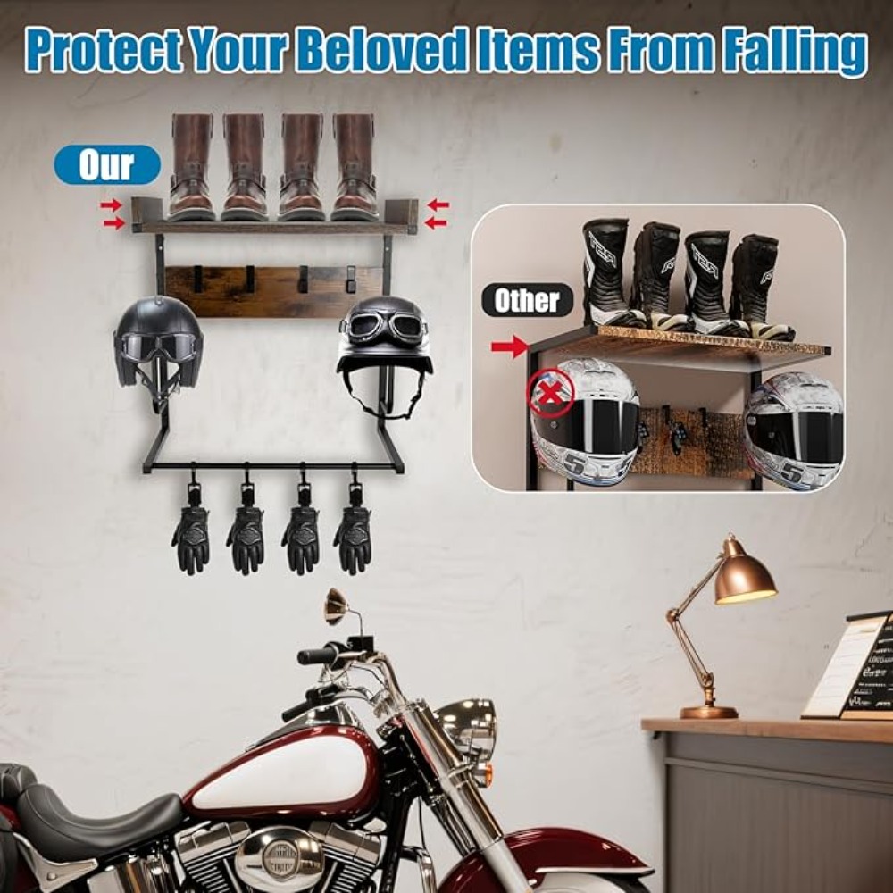 オートバイヘルメットホルダー、4つのグローブチップと4つのフ - Cycling Gear Organizer Wall のレビューと価格