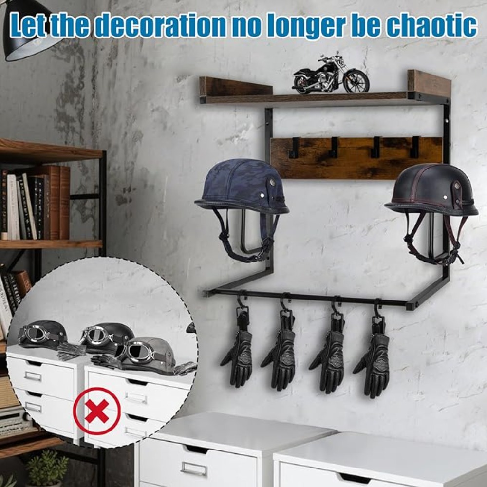 オートバイヘルメットホルダー、4つのグローブチップと4つのフ - Cycling Gear Organizer Wall のレビューと価格