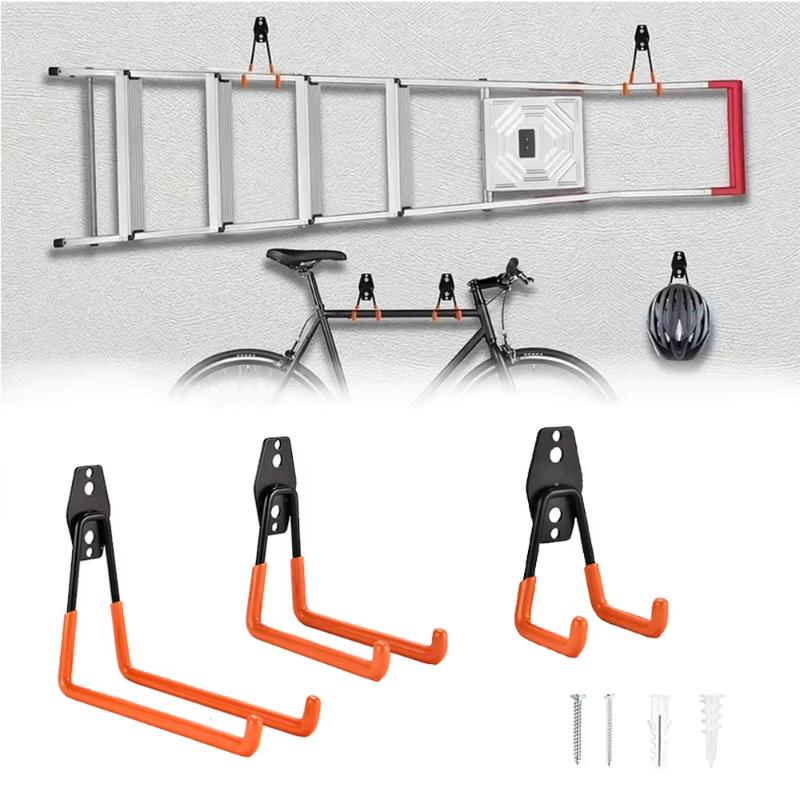 頑丈な壁掛け鉄製フックガレージオーガナイザー自転車はしごハン - Cycling Gear Hanger のレビューと価格