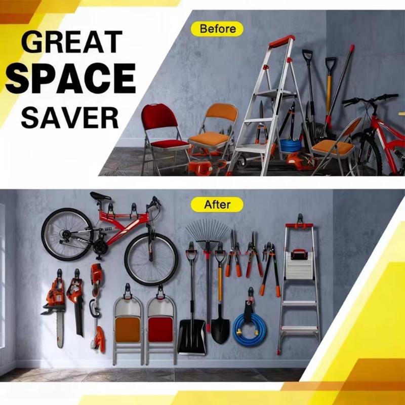 頑丈な壁掛け鉄製フックガレージオーガナイザー自転車はしごハン - Cycling Gear Hanger のレビューと価格