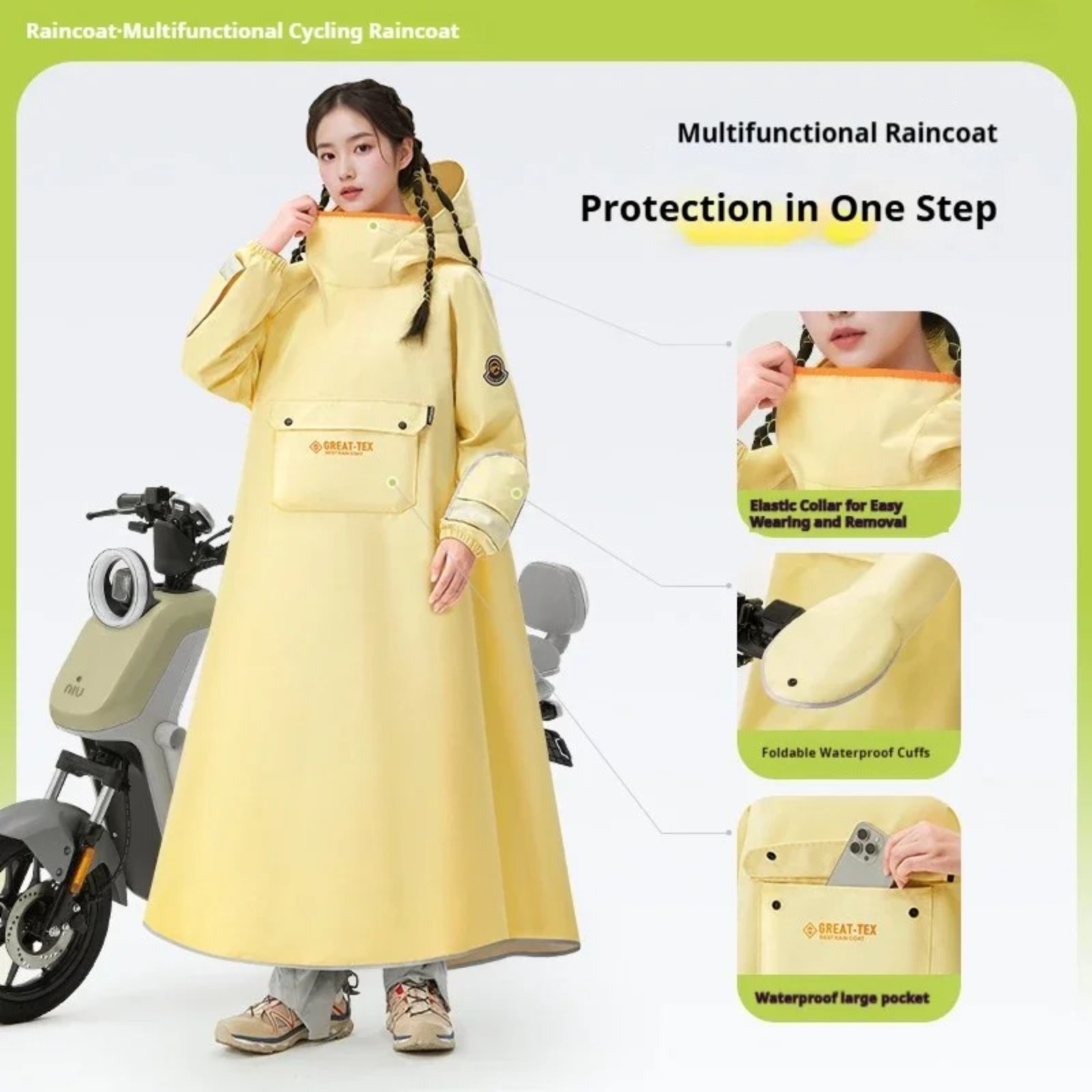 防水レインポンチョサイクリングレインコートオートバイバイクレ - Cycling Gear For Rain のレビューと価格