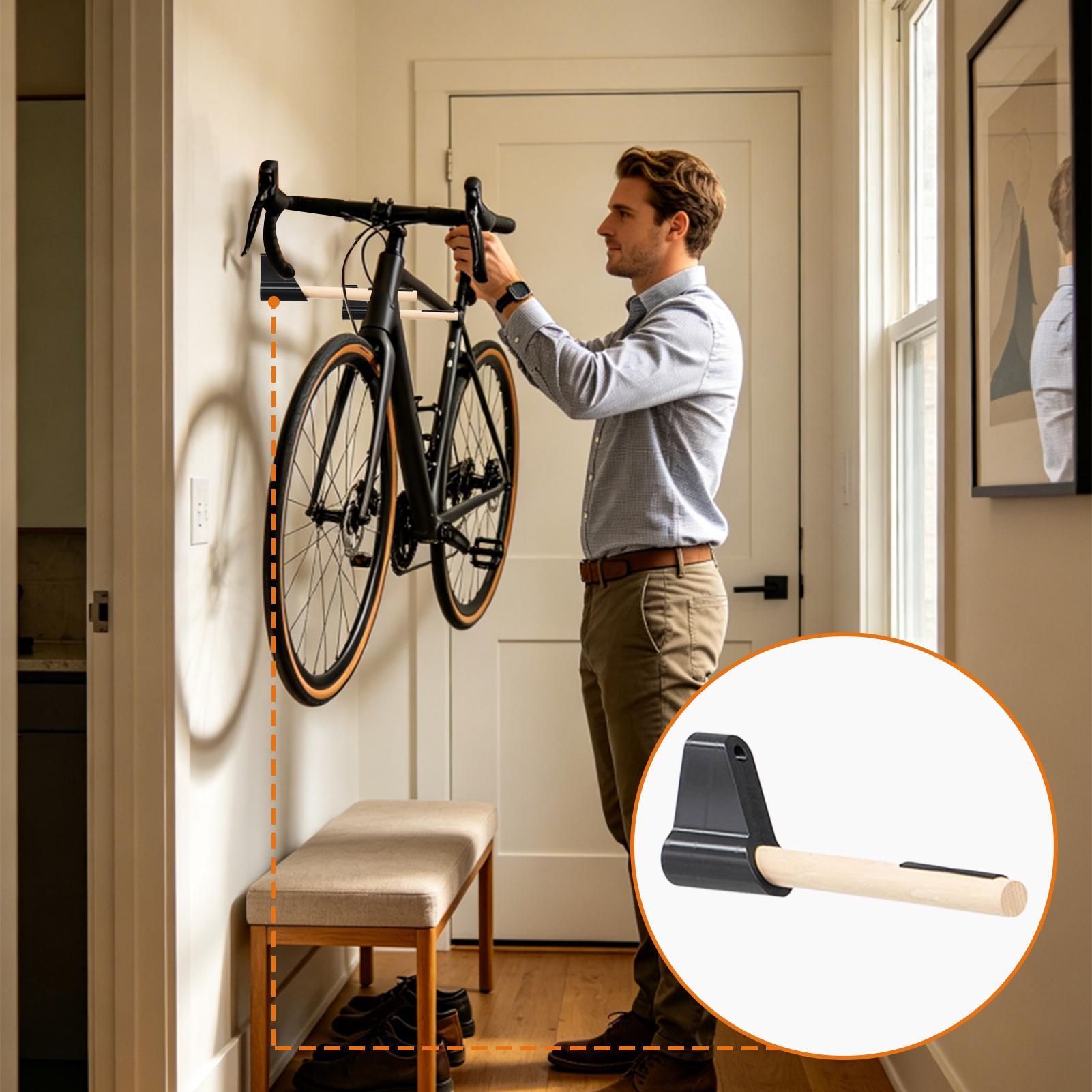 壁掛け式自転車ラック-水平自転車収納フック駐車ラック木製壁掛 - Cycling Gear Organizer Wall のレビューと価格