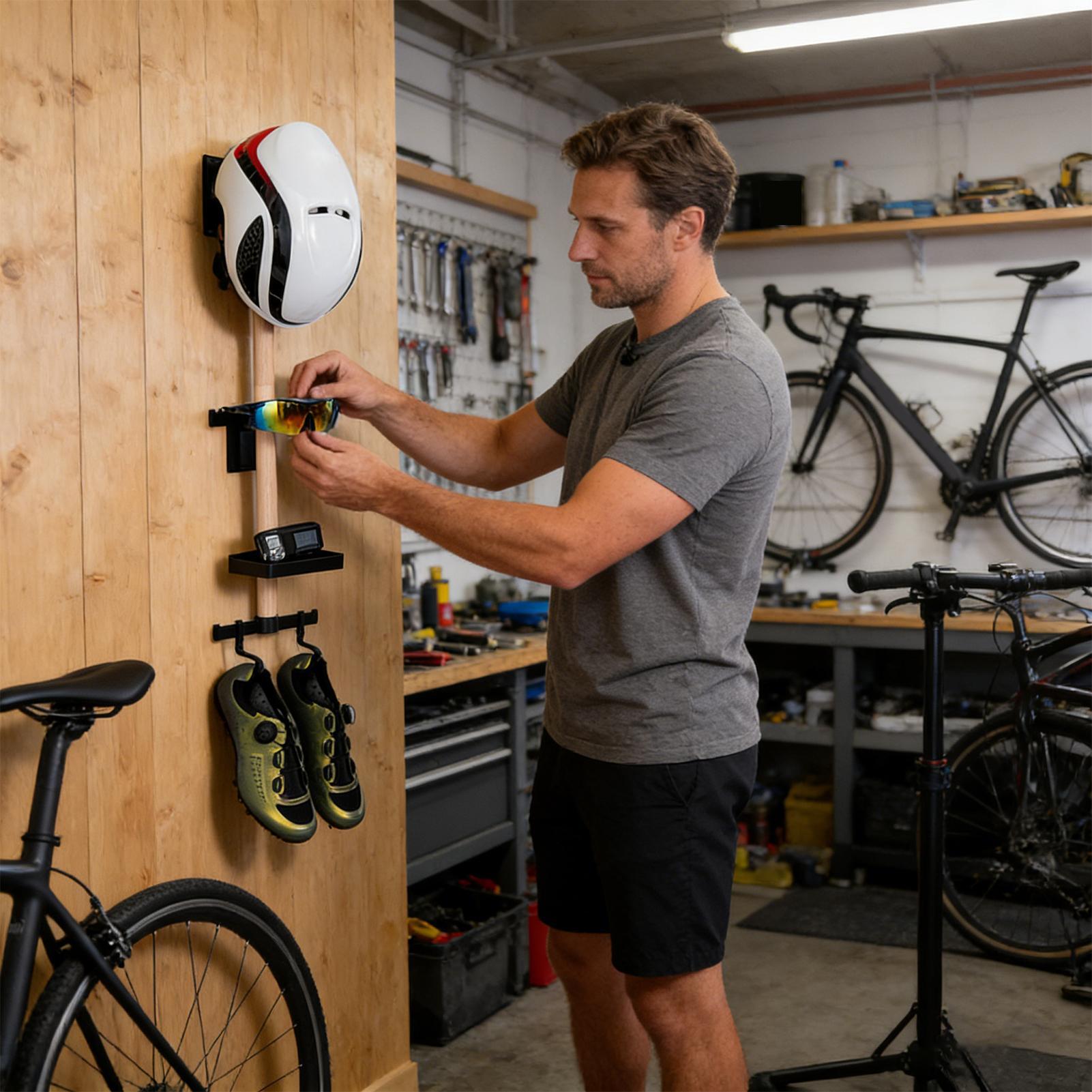 垂直サイクリングギアオーガナイザーラック、自転車アクセサリー - Cycling Gear Organizer Wall のレビューと価格