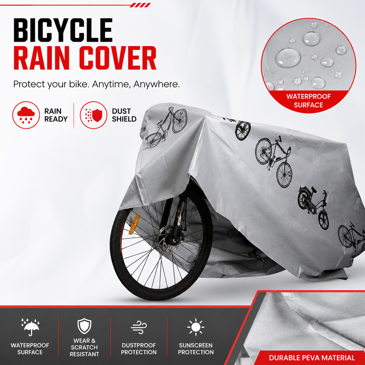 PINMOAP ユニバーサル自転車レインカバー防水屋外バイク - Cycling Gear Travel Bag のレビューと価格