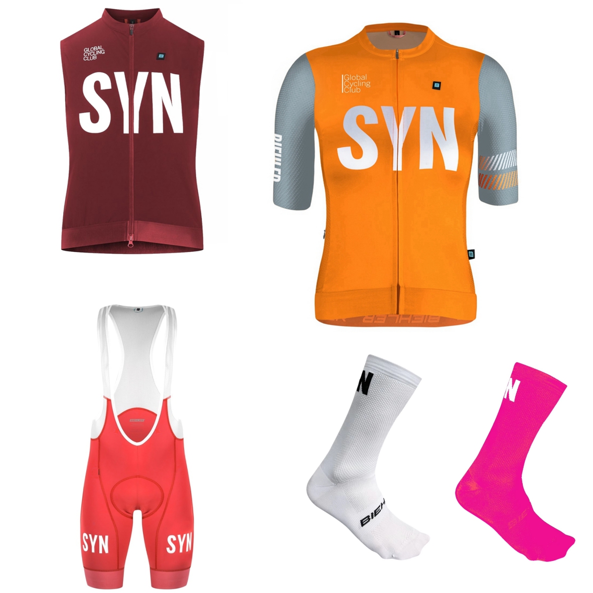 SYN レディース半袖白サイクリングジャージと黒/赤/緑のボ - Cycling Gear Ladies のレビューと価格