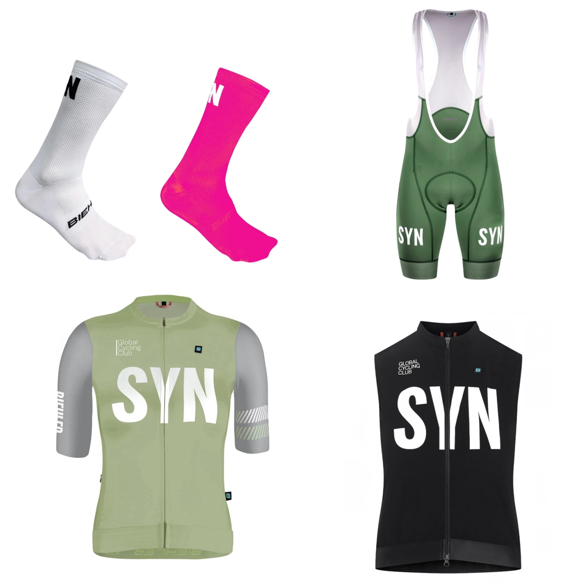 SYN レディース半袖白サイクリングジャージと黒/赤/緑のボ - Cycling Gear Ladies のレビューと価格