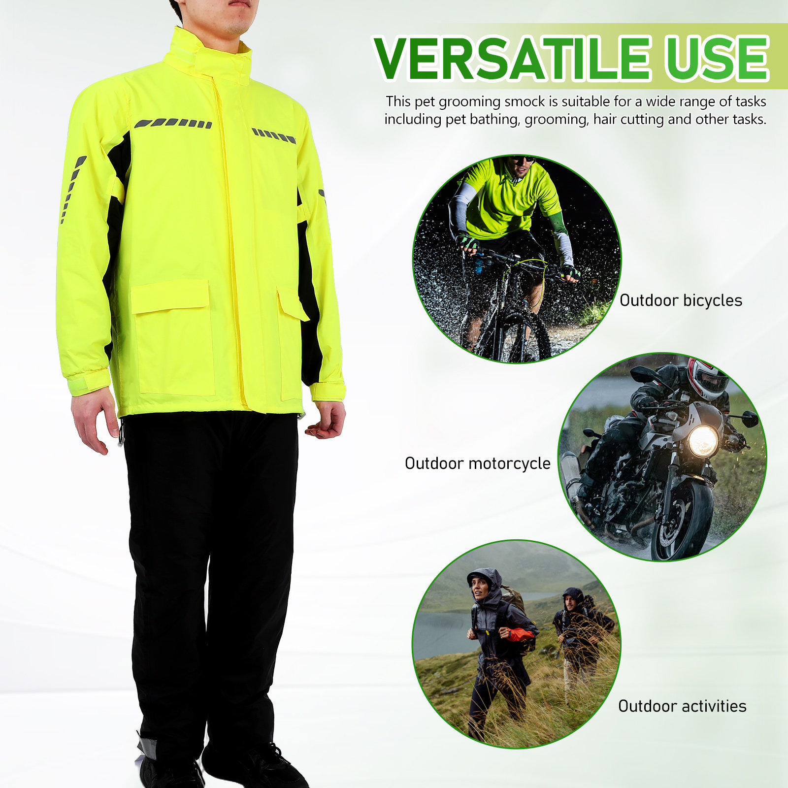 1 セット男性屋外サイクリングレインスーツ防水反射オートバイ - Cycling Gear For Rain のレビューと価格