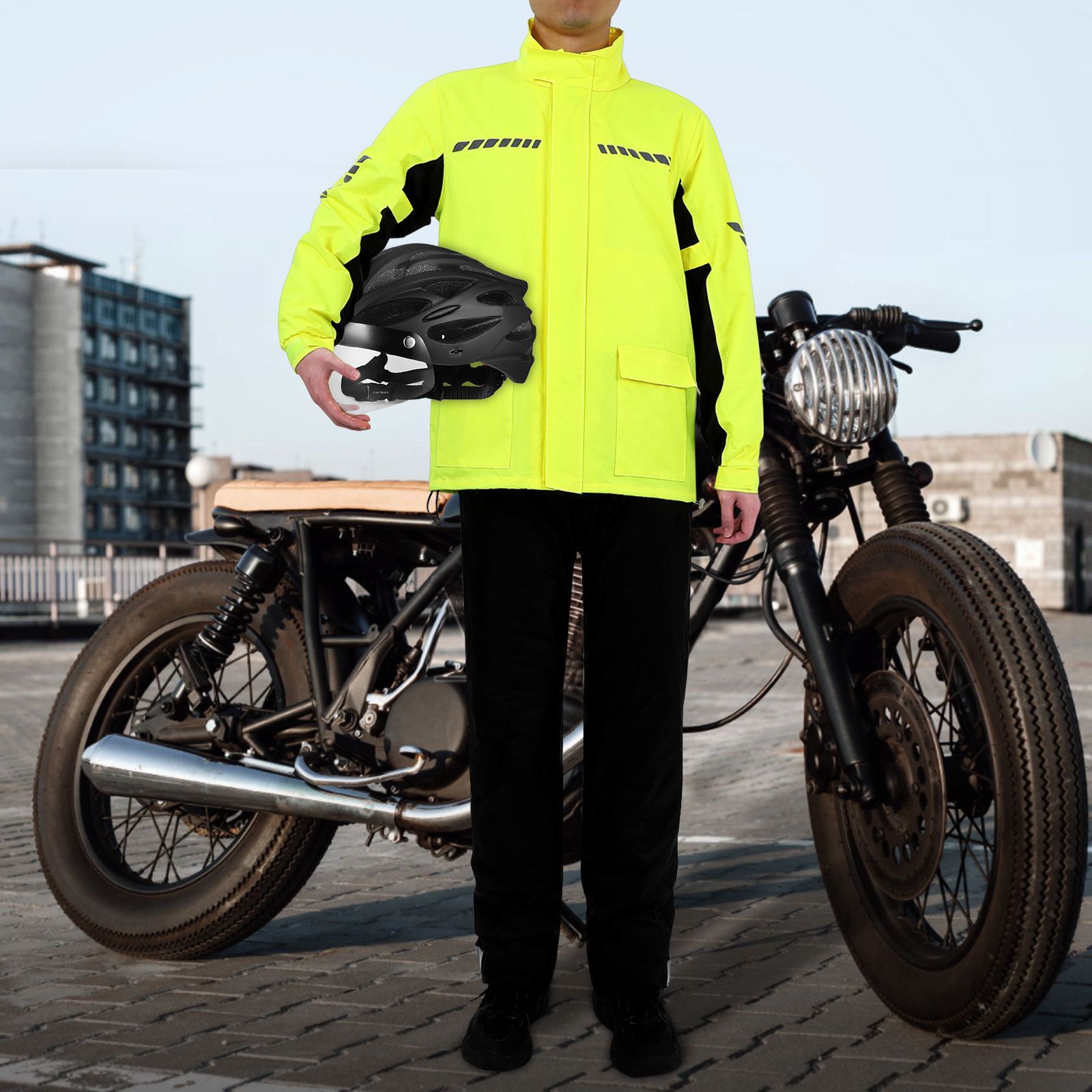 1 セット男性屋外サイクリングレインスーツ防水反射オートバイ - Cycling Gear For Rain のレビューと価格