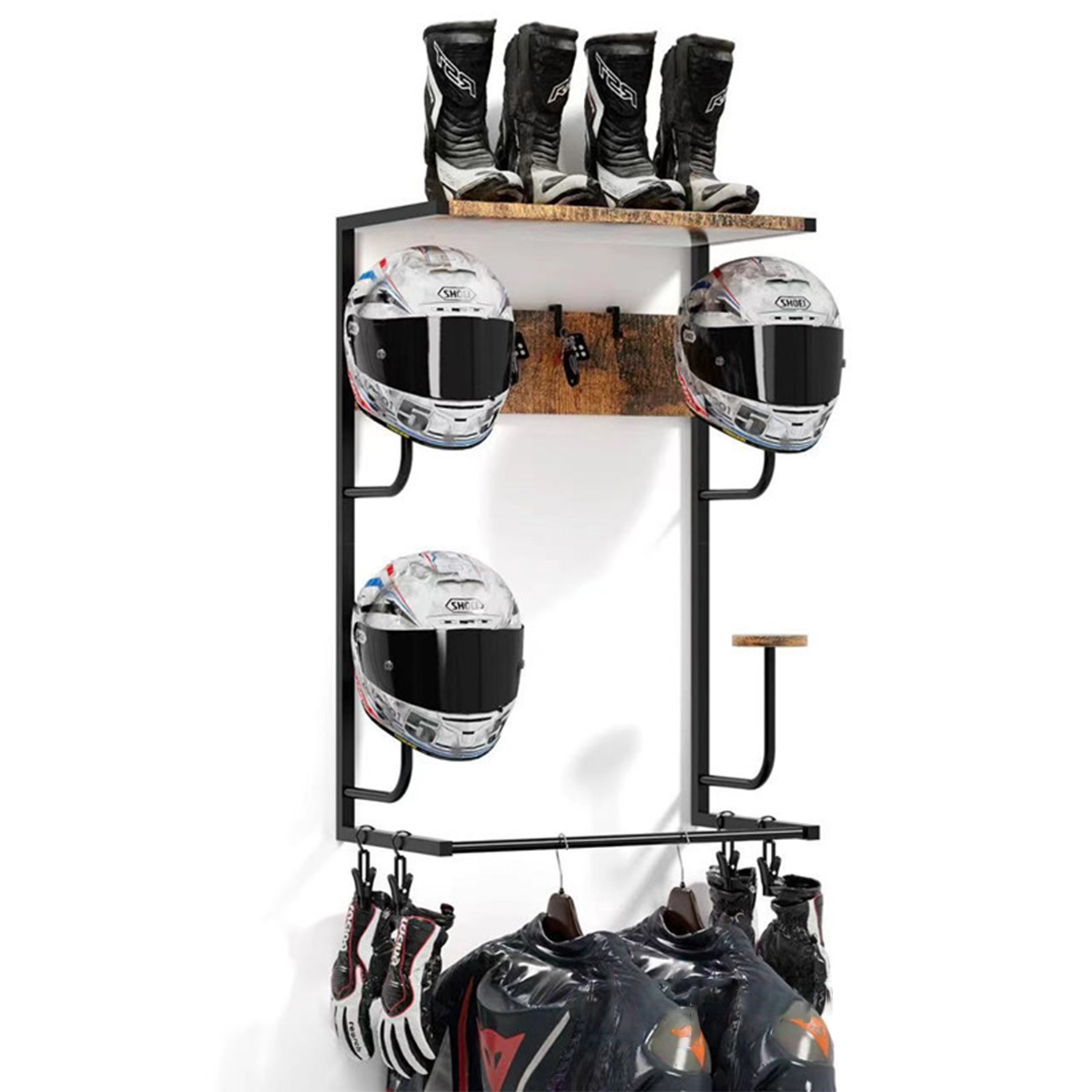 オートバイヘルメットホルダー、4つのグローブチップとフック付 - Cycling Gear Organizer Wall のレビューと価格