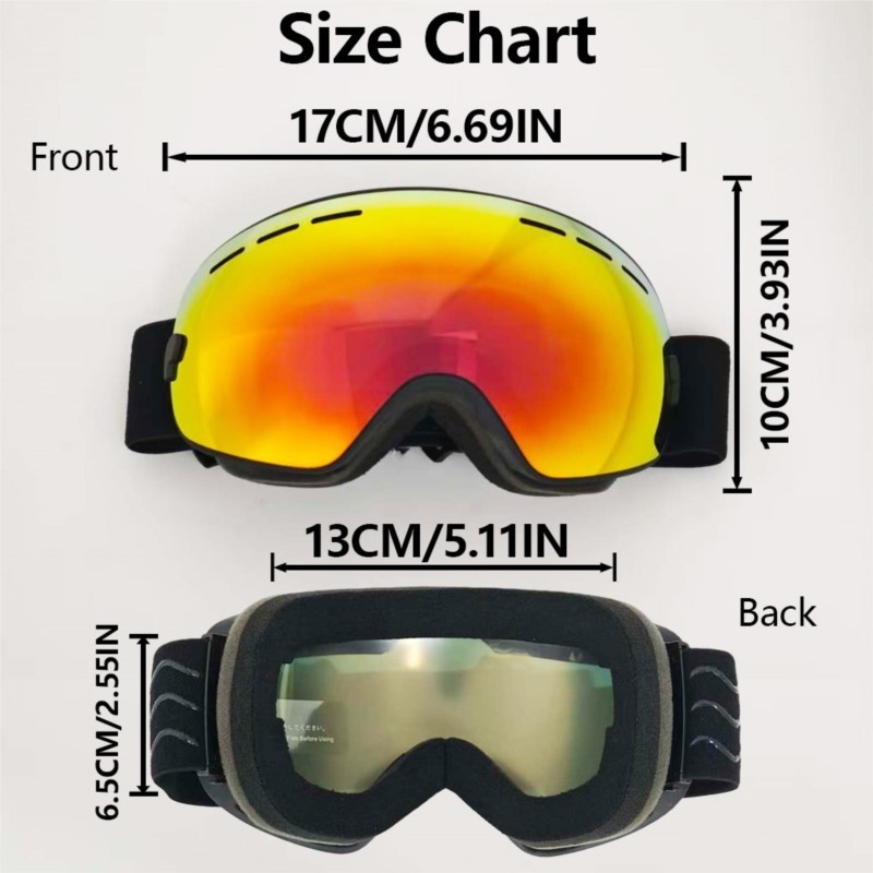 大型通気孔付きスキーゴーグル 偏光レンズ 防眩 雪の破片防止 - Cycling Gear For Large Men のレビューと価格