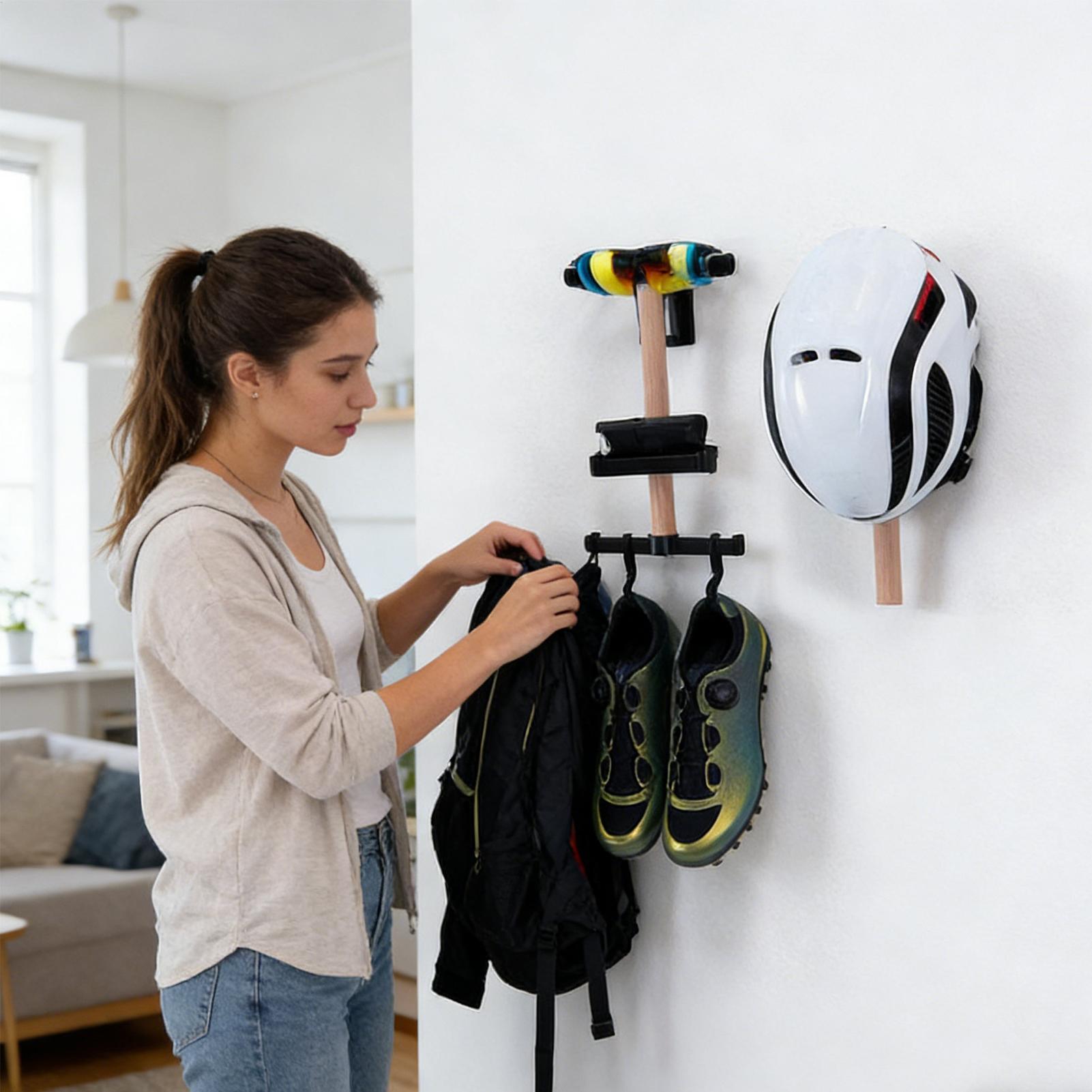 自転車壁掛け収納ラック 1セット ブナ材製ギアラック ヘルメ - Cycling Gear Organizer Wall のレビューと価格