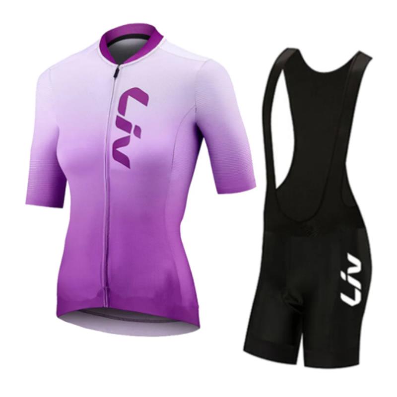 Liv-女性用サイクリングジャージとよだれかけショーツ,半袖 - Cycling Gear Ladies のレビューと価格