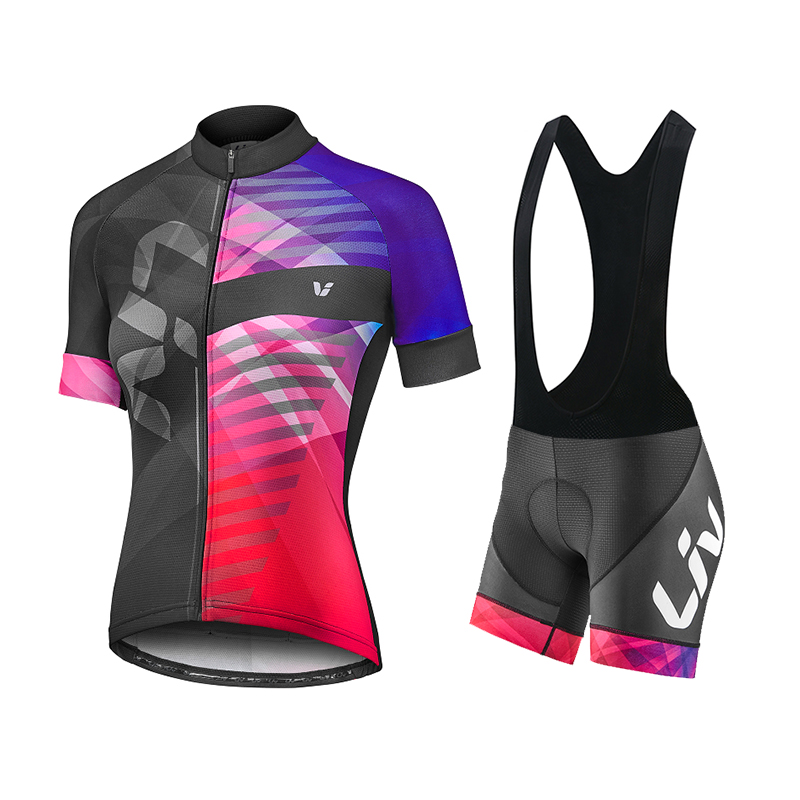 Liv-女性用サイクリングジャージとよだれかけショーツ,半袖 - Cycling Gear Ladies のレビューと価格